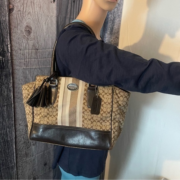 Coach 19920 Legacy Signature Striped Rory Satchel *Vintage EUC* - Picture 1 of 14